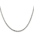 925 White Gold 2.5 mm Rope Chain Necklace, Polished