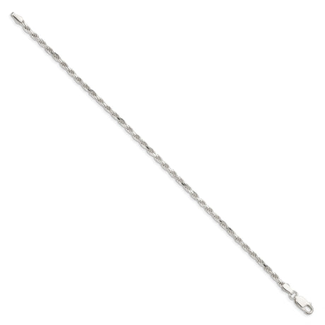 925 White Gold 2.5 mm Rope Chain Anklet, Polished