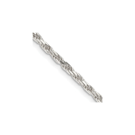 925 White Gold 2.5 mm Rope Chain Necklace, Polished alternate angle
