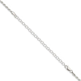 925 White Gold 2.5 mm Rope Chain Necklace, Polished detail view