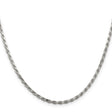 925 White Gold 2.5 mm Rope Chain Necklace, Polished
