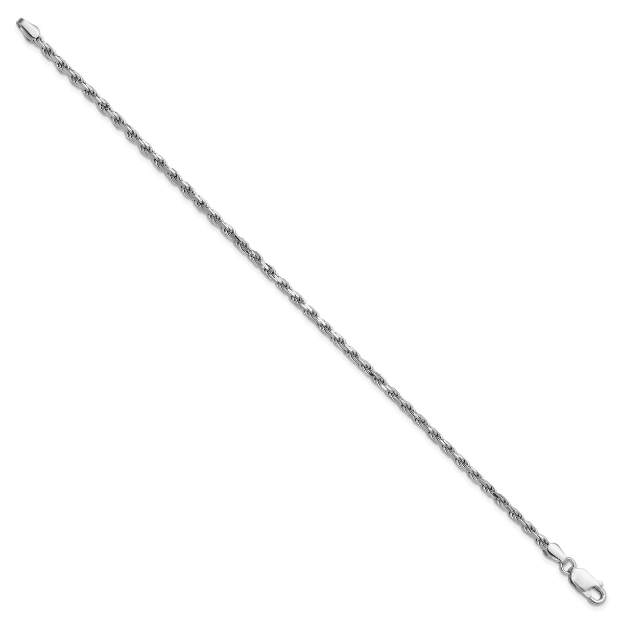925 White Gold 2.5 mm Rope Chain Bracelet, Polished