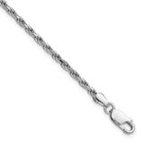 925 White Gold 2.5 mm Rope Chain Bracelet, Polished shown for scale