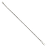 925 White Gold 2.75 mm Rope Chain Bracelet, Polished