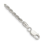 925 White Gold 2.75 mm Rope Chain Bracelet, Polished shown for scale