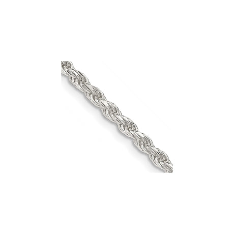 925 White Gold 2.75 mm Rope Chain Necklace, Polished alternate angle