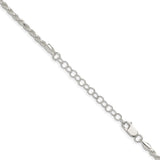 925 White Gold 2.75 mm Rope Chain Necklace, Polished detail view