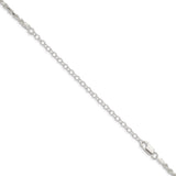 925 White Gold 2.75 mm Rope Chain Necklace, Polished detail view