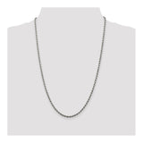925 White Gold 2.75 mm Rope Chain Necklace, Polished