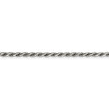 925 White Gold 2.75 mm Rope Chain Necklace, Polished alternate angle