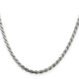925 White Gold 3.2 mm Rope Chain Necklace, Polished