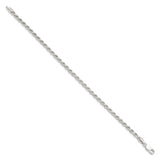 925 White Gold 3.2 mm Rope Chain Anklet, Polished
