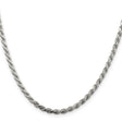 925 White Gold 3.2 mm Rope Chain Necklace, Polished