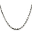 925 White Gold 3.75 mm Rope Chain Necklace, Polished