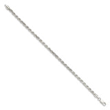 925 White Gold 3.75 mm Rope Chain Anklet, Polished