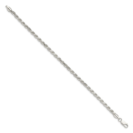 925 White Gold 3.75 mm Rope Chain Bracelet, Polished