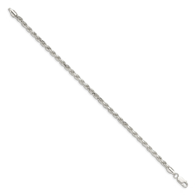 925 White Gold 3.75 mm Rope Chain Bracelet, Polished
