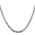 925 White Gold 3.75 mm Rope Chain Necklace, Polished