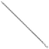 925 White Gold 3.75 mm Rope Chain Anklet, Polished