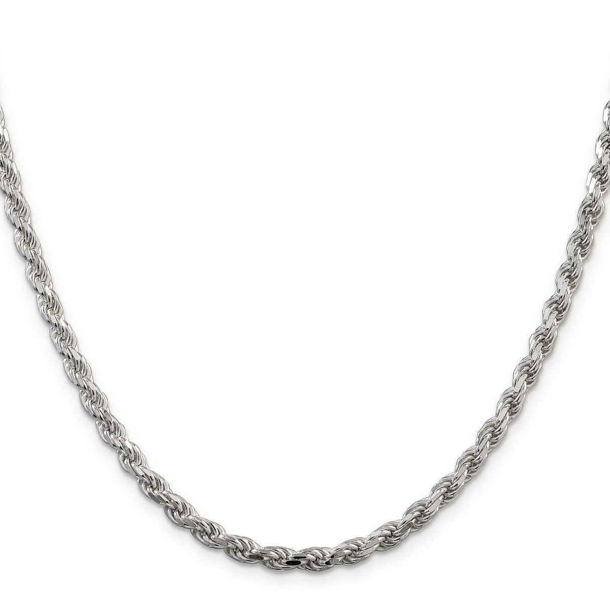 925 White Gold 4.25 mm Rope Chain Necklace, Polished