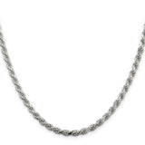 925 White Gold 4.25 mm Rope Chain Necklace, Polished