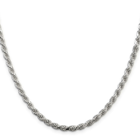 925 White Gold 4.25 mm Rope Chain Necklace, Polished