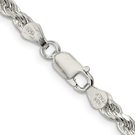 925 White Gold 4.25 mm Rope Chain Necklace, Polished alternate angle