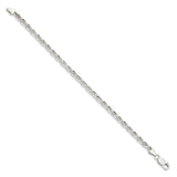 925 White Gold 4.25 mm Rope Chain Anklet, Polished