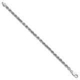 925 White Gold 4.25 mm Rope Chain Anklet, Polished