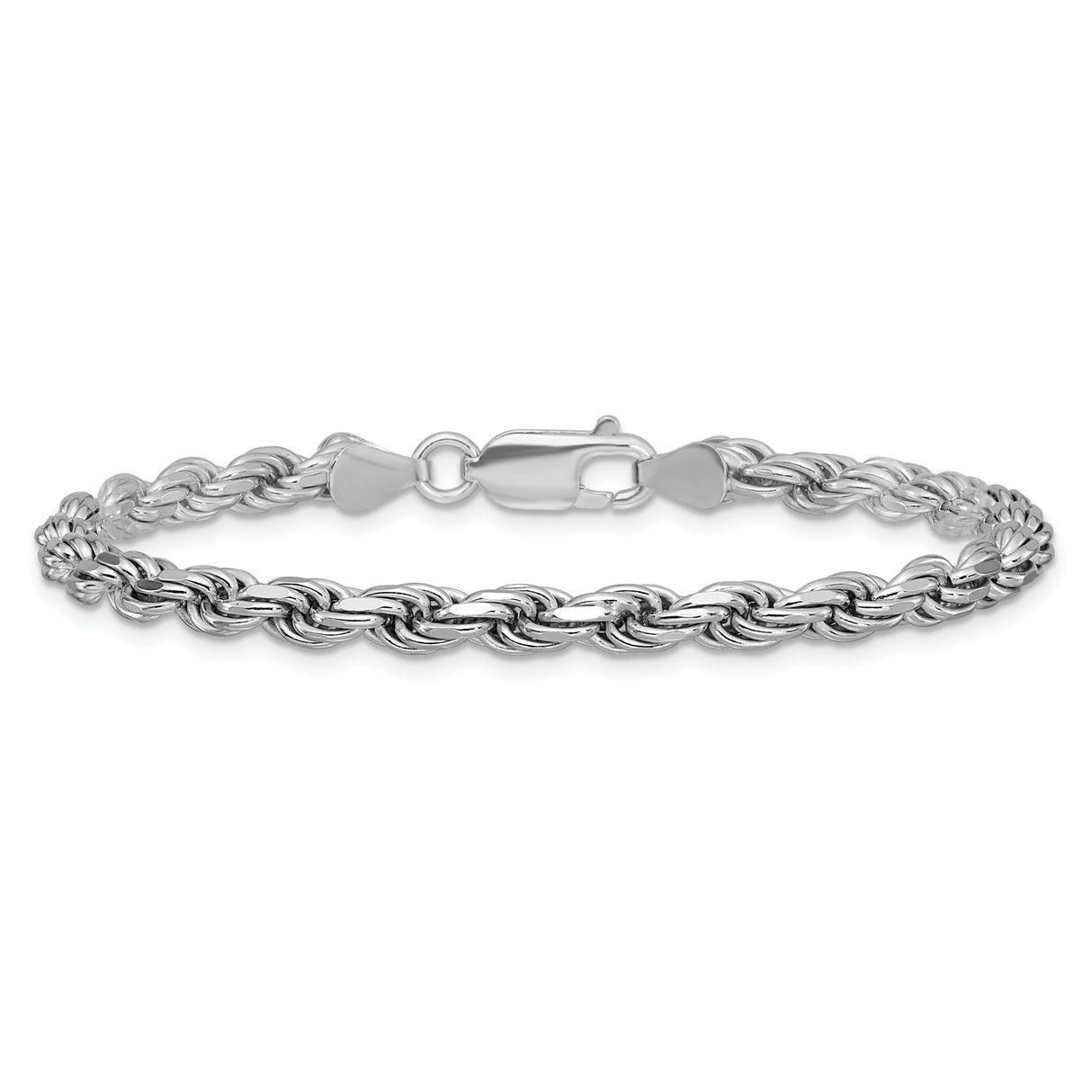 925 White Gold 4.25 mm Rope Chain Anklet, Polished alternate angle