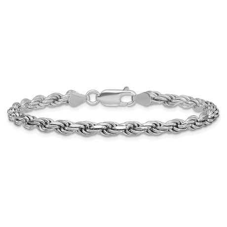 925 White Gold 4.25 mm Rope Chain Bracelet, Polished alternate angle