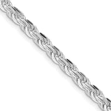 925 White Gold 4.25 mm Rope Chain Necklace, Polished detail view