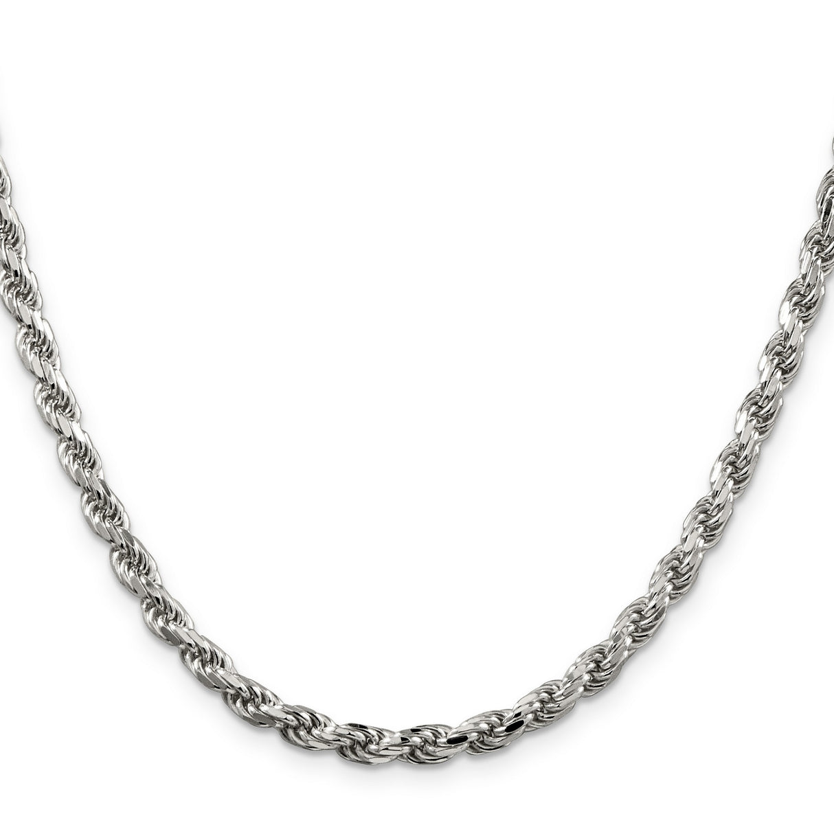 925 White Gold 4.6 mm Rope Chain Necklace, Polished