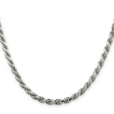925 White Gold 4.6 mm Rope Chain Necklace, Polished