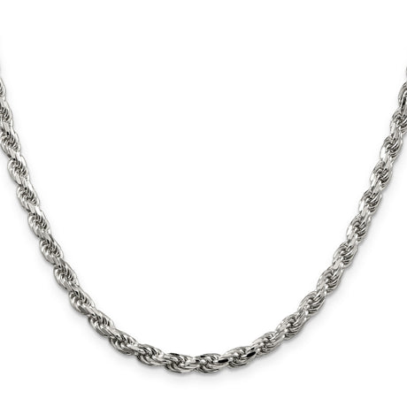 925 White Gold 4.6 mm Rope Chain Necklace, Polished