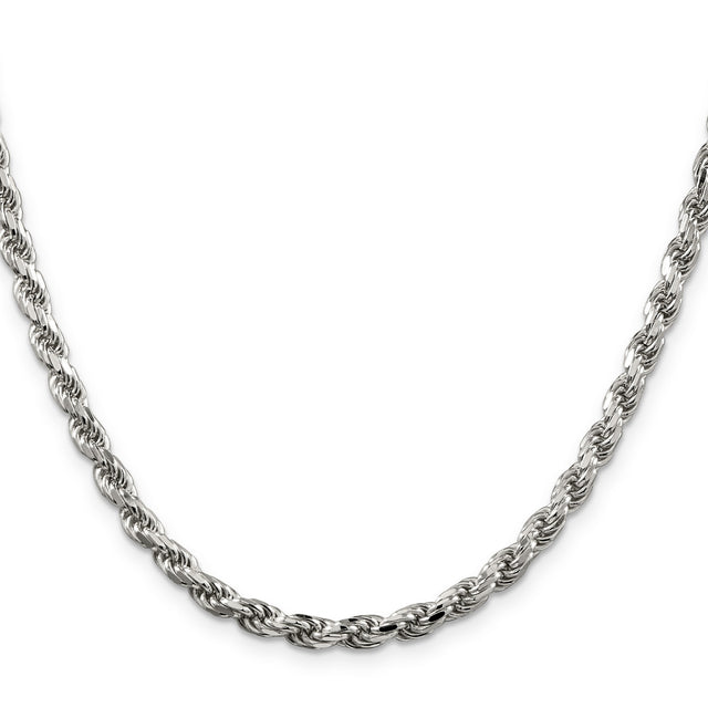 925 White Gold 4.6 mm Rope Chain Necklace, Polished