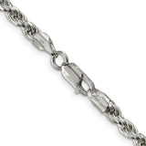 925 White Gold 4.6 mm Rope Chain Necklace, Polished alternate angle