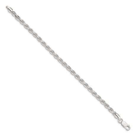 925 White Gold 4.6 mm Rope Chain Bracelet, Polished