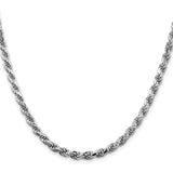 925 White Gold 4.6 mm Rope Chain Necklace, Polished