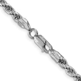925 White Gold 4.6 mm Rope Chain Necklace, Polished alternate angle