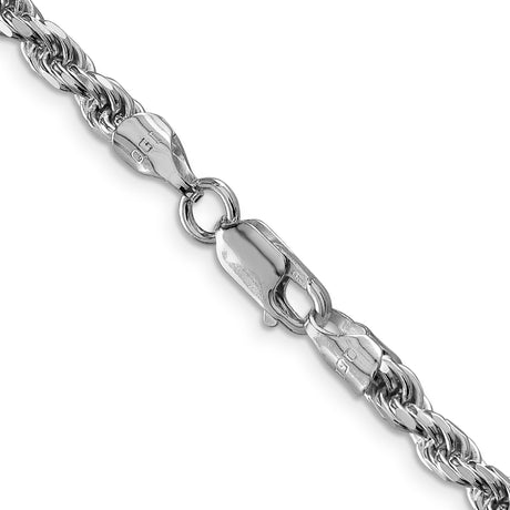 925 White Gold 4.6 mm Rope Chain Necklace, Polished alternate angle
