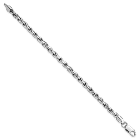 925 White Gold 4.6 mm Rope Chain Anklet, Polished