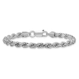 925 White Gold 4.6 mm Rope Chain Anklet, Polished alternate angle