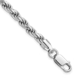 925 White Gold 4.6 mm Rope Chain Anklet, Polished detail view