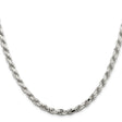 925 White Gold 5.75 mm Rope Chain Necklace, Polished