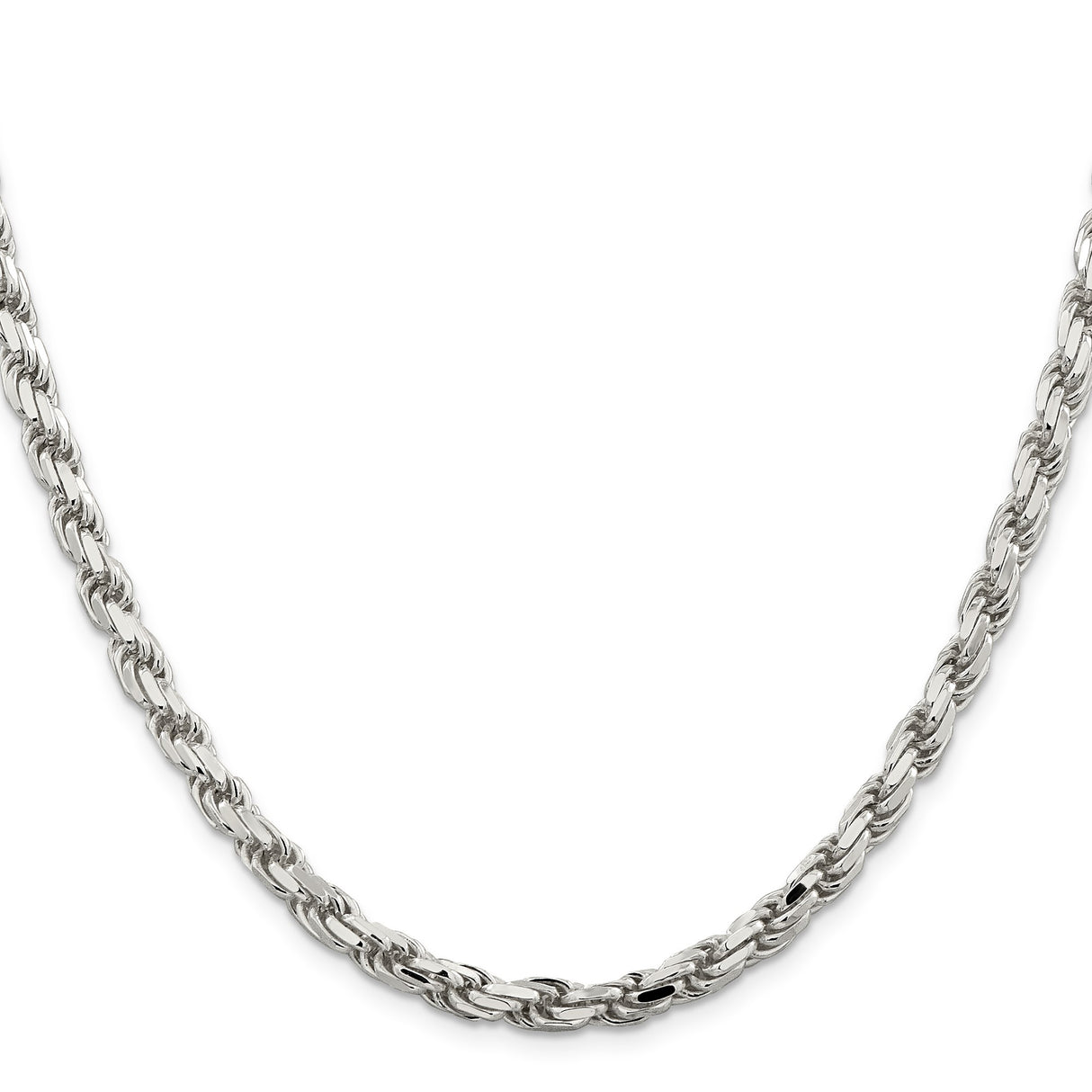 925 White Gold 5.75 mm Rope Chain Necklace, Polished