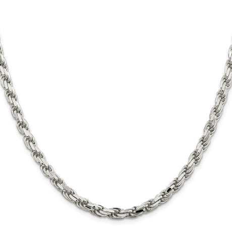 925 White Gold 5.75 mm Rope Chain Necklace, Polished