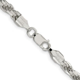 925 White Gold 5.75 mm Rope Chain Necklace, Polished alternate angle