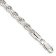 925 White Gold 5.75 mm Rope Chain Bracelet, Polished
