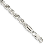 925 White Gold 5.75 mm Rope Chain Bracelet, Polished